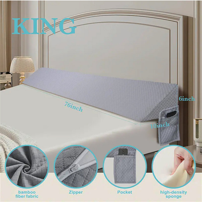 Gray Air Layer Wedge Pillow 154*24.5Cm 250G Air Layer Fabric Two Pockets, Gray, 60.63" L x 9.86" W