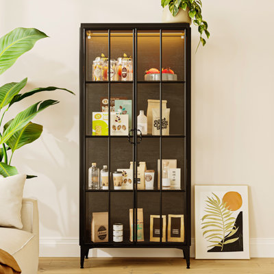 70.9"H Pantry Cabinet With Glass Doors