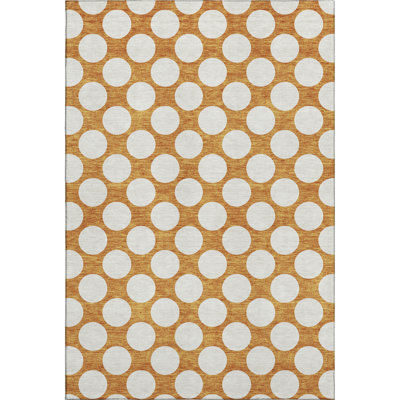 Premium Machine Washable Prisco Orange Rug
