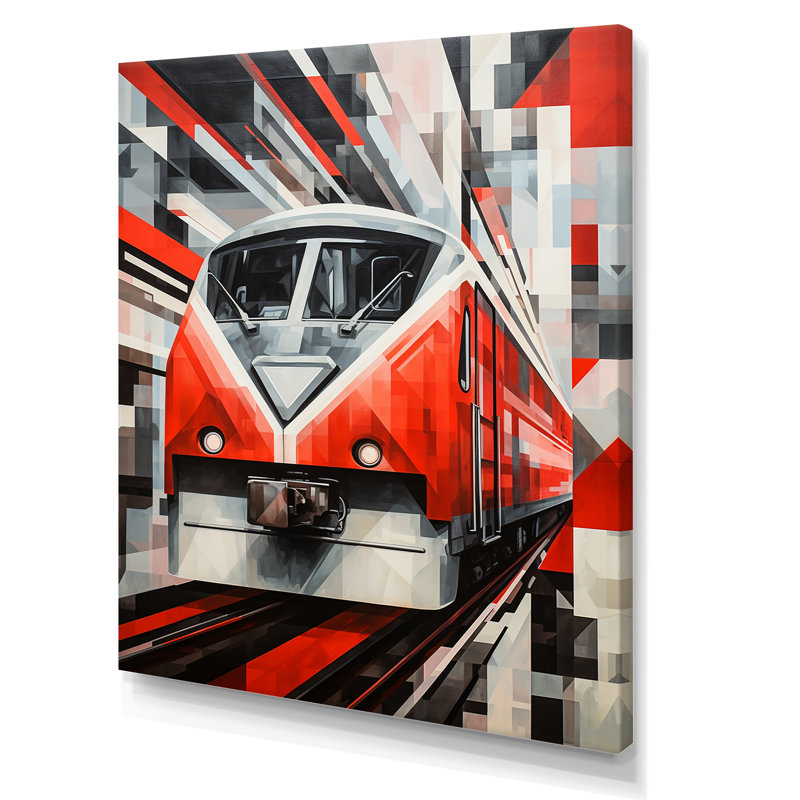 Train géométrique Momentum IV - impression, H 32 po x l 16 po x P 1 po, Toile tendue
