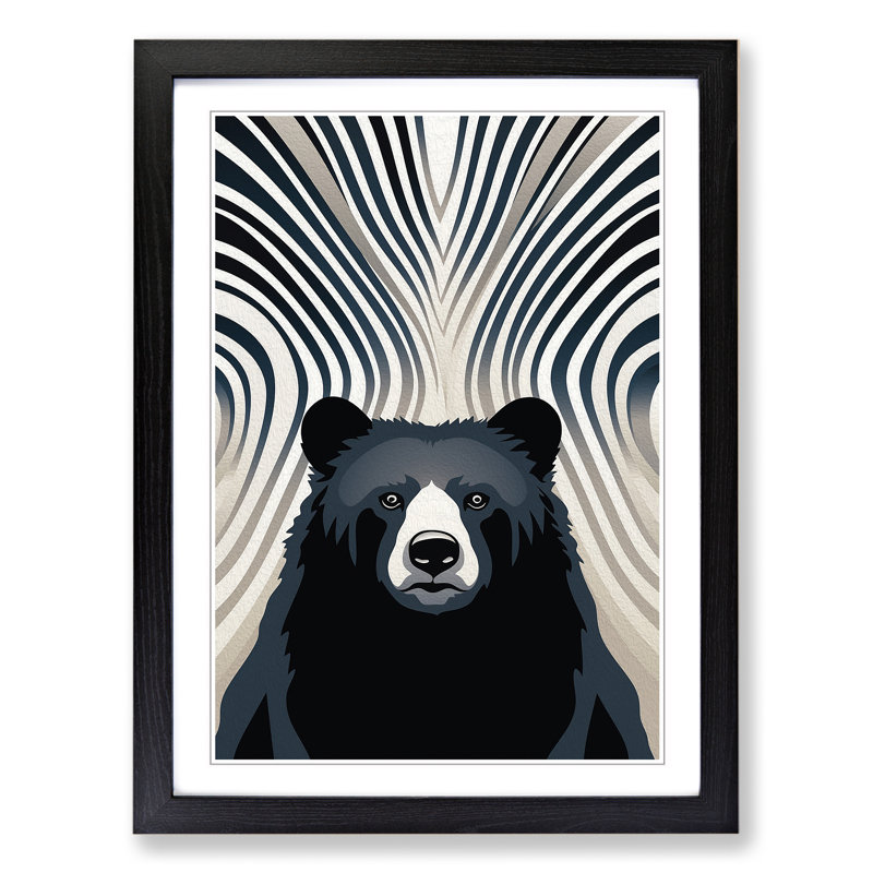 Bear Op No.3 - Single Picture Frame Print on Wood, Black Framed, 46cm H x 34cm W x 2cm D
