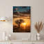 Silhouette d'art arbre sur toile, ciel coucher de soleil doré-132738967