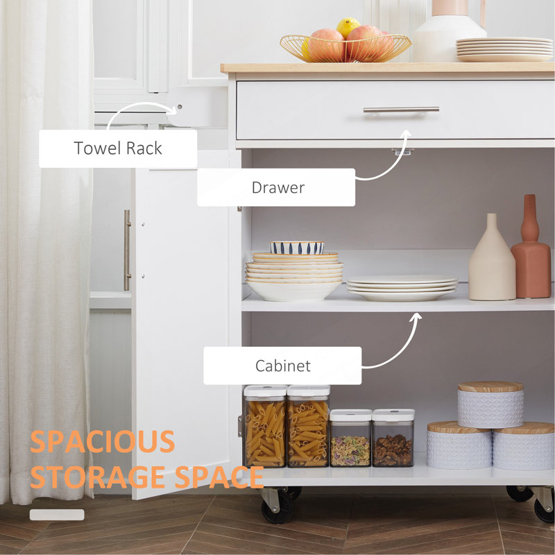 Versatile Rolling Kitchen Island Cart With Practical Storage And Mobility