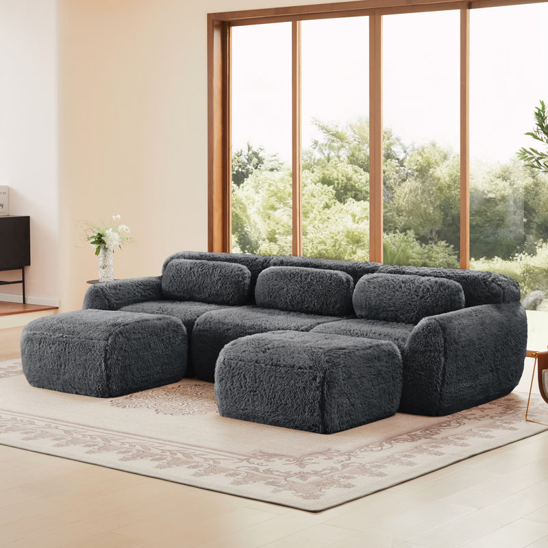 Canapé en U pour salon, Dark Gray, 28.7" H x 114.7" W x 70.4" D