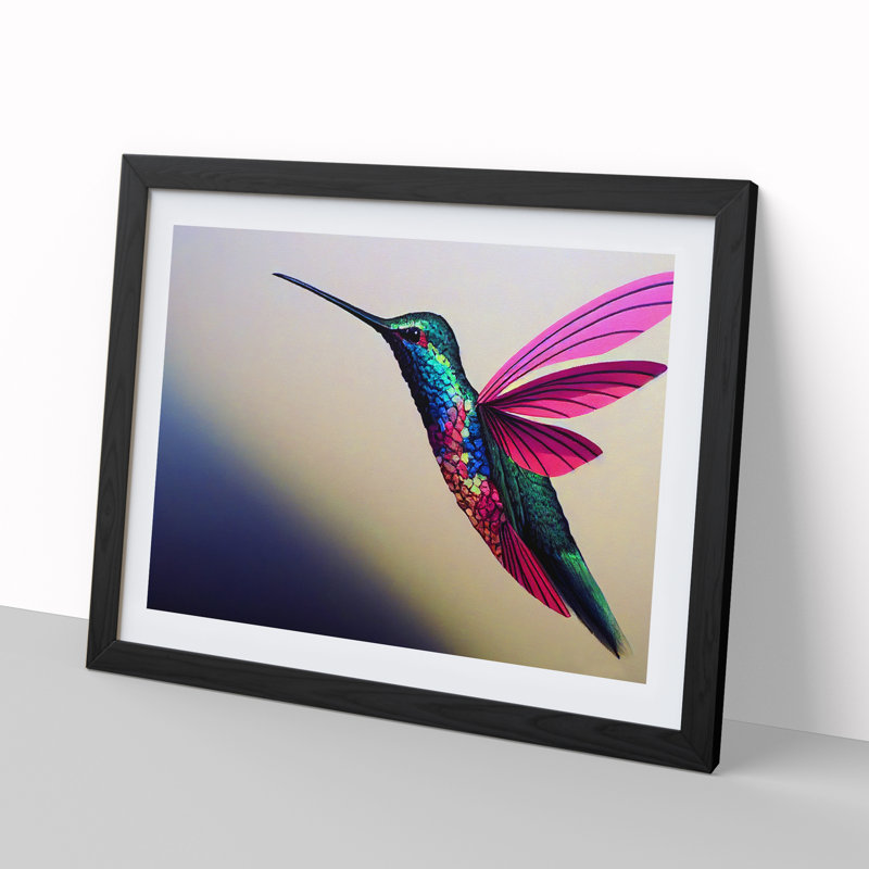 Lovely Hummingbird - Single Picture Frame Print, Black, 46cm H x 64cm W
