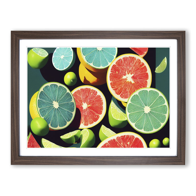 Citrus Fruit - Framed Print, 34cm H x 46cm W x 2cm D, Walnut Framed