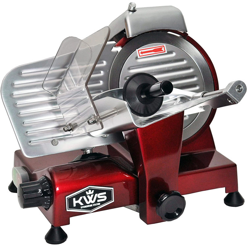 Red 7.67-Inch Stainless Steel Electric Meat Slicer with Blade Guard