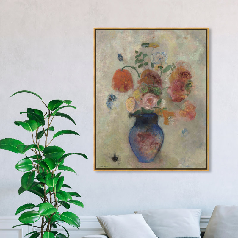 Impression sur toile «Odilon Redon - Large Vase With Flowers» par Oliver Gal, Floral and Botanical