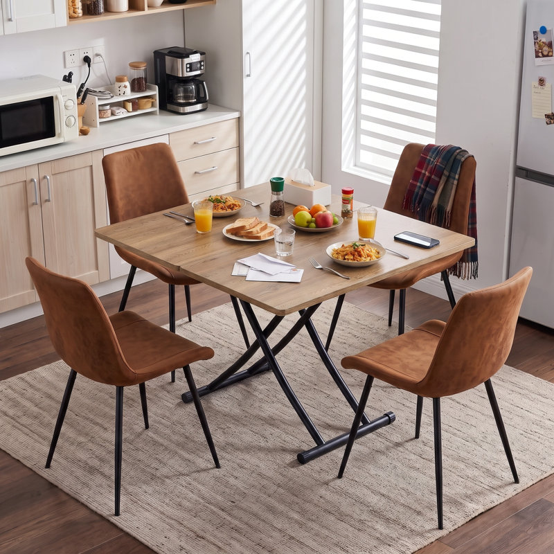 43.3" Modern Convertible Coffee-to-Dining Lift Table with Folding Top and Adjustable Height, Wood, Black