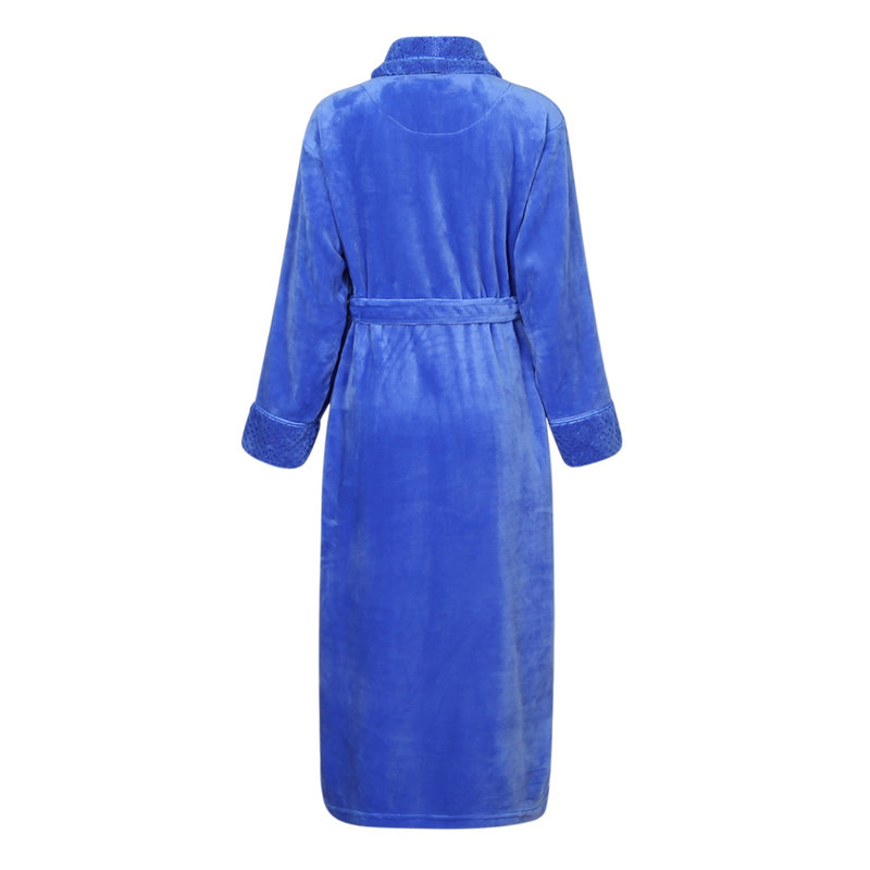 Alwyn Home Longue robe de chambre en molleton chaud et doux pour femme, M, Bleu