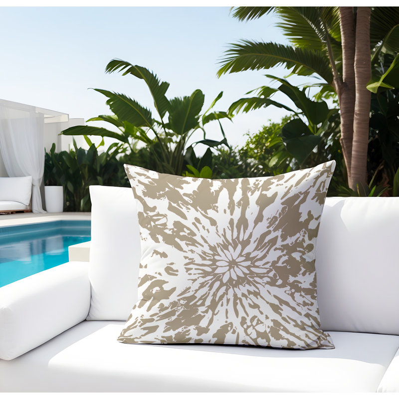 Coussin Percil, Beige / Blanc, H 19 po x l 19 po
