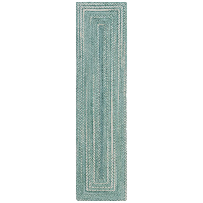 Kokko Cotton Indoor Rug, Concentric Rectangle 2'3" x 9'Runner