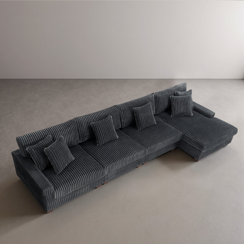 4 Seater Seating Component, Grey Faux Fur