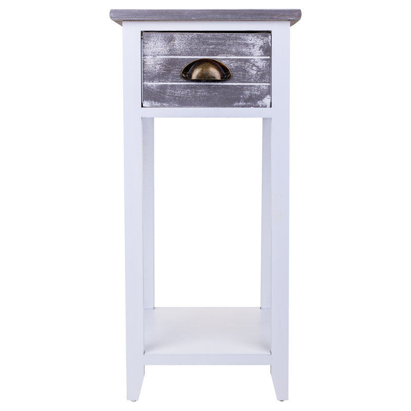 Atlas 30cm W Solid + Manufactured Wood Bedside Table, Grey