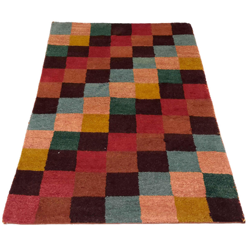 Ouita Hand Woven Cotton and Wool Plaid Area Rug