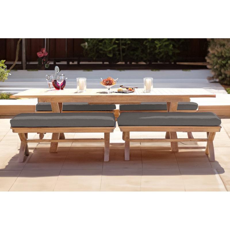 Buroker 8 - Person Teak Patio Dining Set with Extendable Rectangular Table , Sunbrella® Cushions Included, Taupe