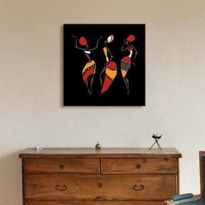 African American Dancers Silhouette Set on Black Background Artwork World Culture Pictures