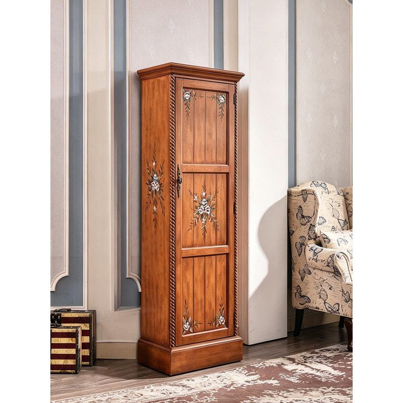 Armoire à chaussures en bois massif de style américain avec miroir pour le rangement, Left Hand Facing