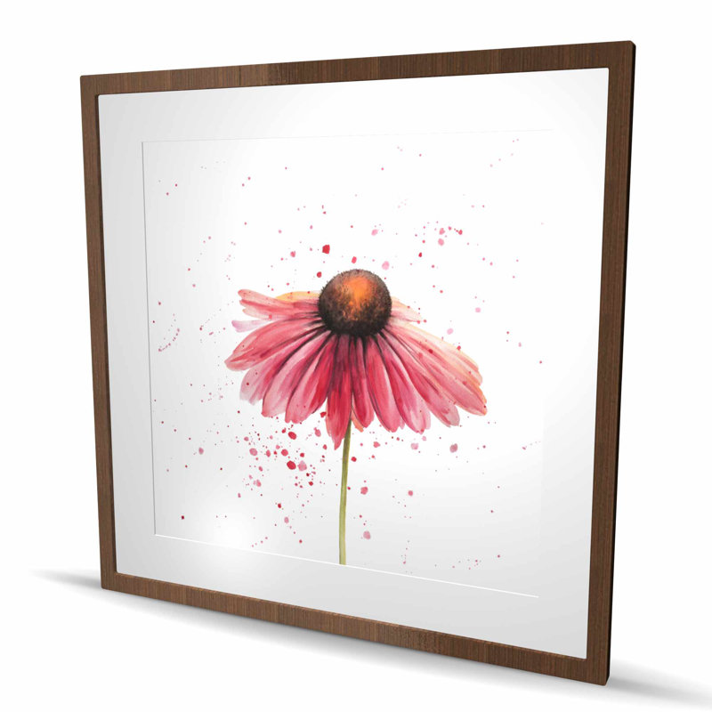 Imprimé mat à motif de marguerite rose | Art floral, H 36 po x l 36 po, Brun