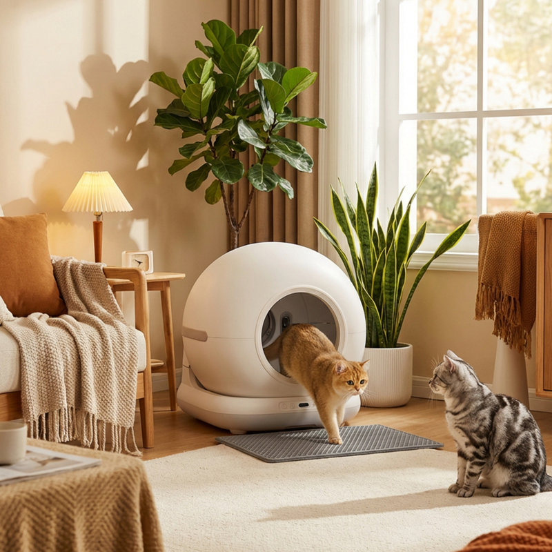 Polypropylene@@Plastic Self-Cleaning Litter Box