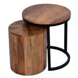 Karis Nesting table set with wood tops and metal base