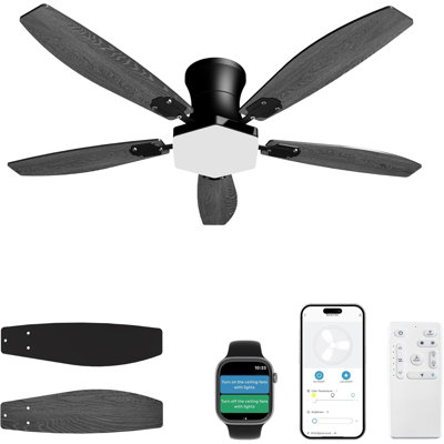 Ventilateur de plafond avec lumières et télécommande, plafonnier encastré à profil bas de 42 pouces, ventilateur de plafond avec moteur réversible silencieux, DEL à intensité variable de 3 cct, ventilateurs de plafond modernes pour la chambre à coucher, intérieur, extérieur