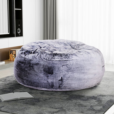 Fauteuil à billes rond moderne en mousse viscoélastique mauve moderne de 5 pieds, revêtement doux, livré dans une petite boîte mauve, rond, fauteuil, mousse, sans accoudoirs, liberté de mouvement