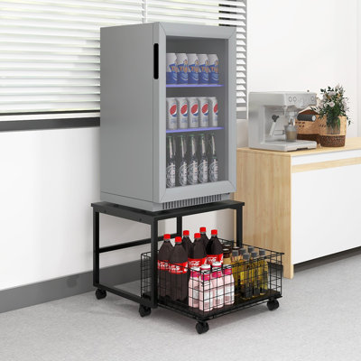 16.9"H x 19.7"W Mini Fridge Stand with Mobile Drawer Basket,or End Table 