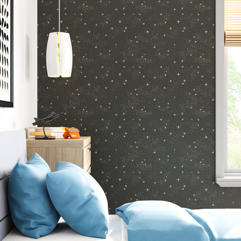 Rouleau de papier peint adhésif et adhésif l 16,5 pi x l 20,5 po star Rebecca, Noir