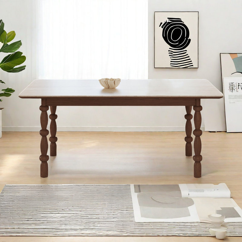 Aimani Solid Wood Base Dining Table, 29.5"H x 70.8"L x 35.4"W