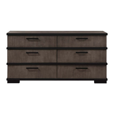 Commode 6 tiroirs à deux tons, design industriel moderne pour un rangement de chambre à coucher élégant et fonctionnel