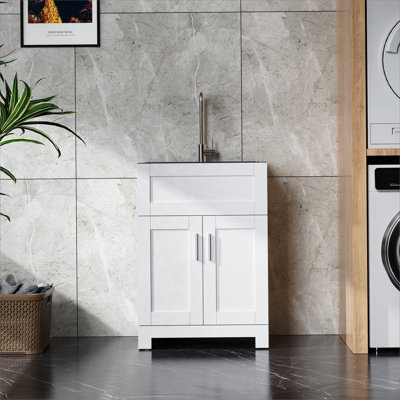 Paint Free Laundry Tub Cabinet Stainless Steel Combo
