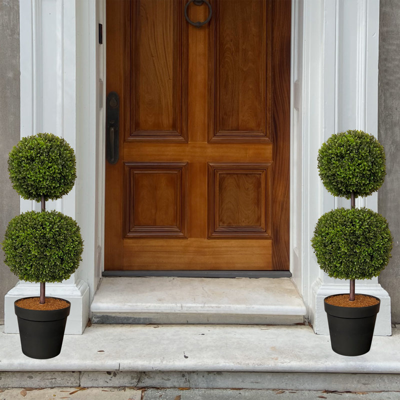 Topiaire ajustable en faux buis en pot, H 48 po x l 15 po x P 15 po