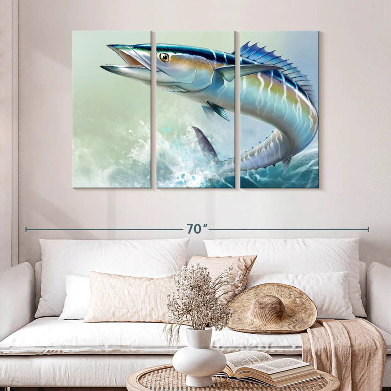 Brampt Wahoo Fish On Waves, 32" H x 50" W