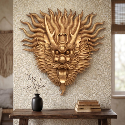 Tibetan Sculptural Dragon Wall Sculpture