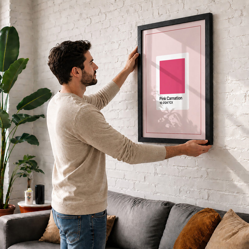 Pink Carnation Swatch Minimalist - Framed Print, A1 - 84.1 x 59.4 cm, Unframed