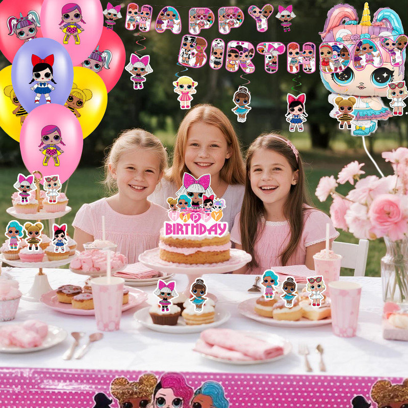 Surprise Doll Party Supplies, 35 Pcs LOL Birthday Decorations Set
