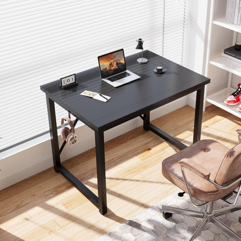 Black Computer Desk 80 x 50 x 75 cm, Study Writing Small Desks, Laptop Table for Home