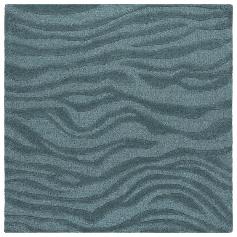 Ebony Hand Tufted Wool,Viscose Abstract Indoor Rug, Square 6'