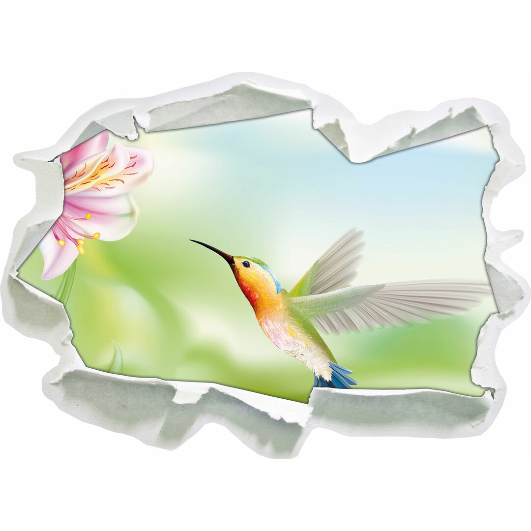 Schöner Kolibri mit Blüte Wandaufkleber