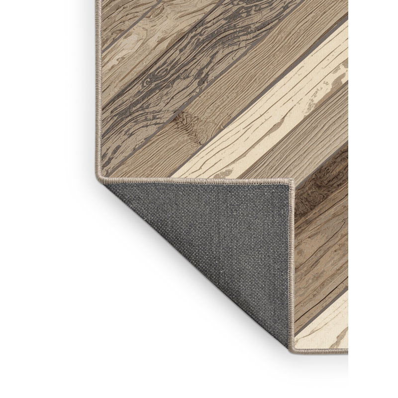 Tapis gris moelleux doux en bois rustique Cripsey, Carré 4 pi