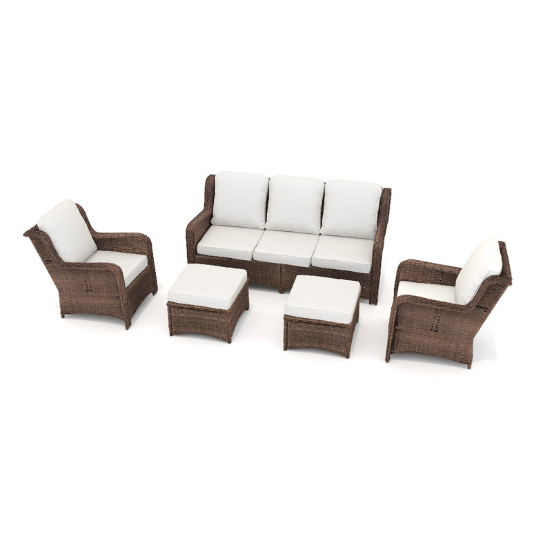 Ensemble de conversation modulaire d'extérieur en rotin