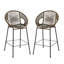 Ensemble de 2 tabourets de bar en osier d'extérieur avec structure en métal noir - vert -794970121
