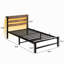 Lit plateforme simple avec tête de lit, bâbord, à DEL, sans sommier, métal robuste, lit robuste à extension de rangement sous le lit, option de charge, lumières à DEL, lattes de métal robustes,-1155903268-1155903264