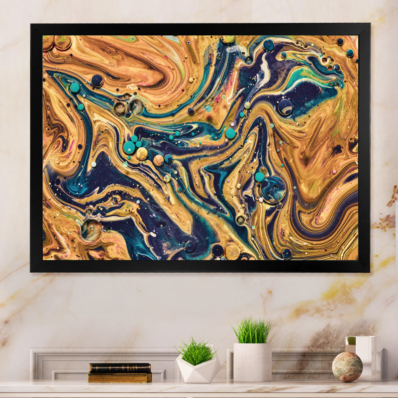 «Brown and Blue Acrylique», reproduction d'art moderne et contemporaine sur toile, Impression noire sur toile encadrée