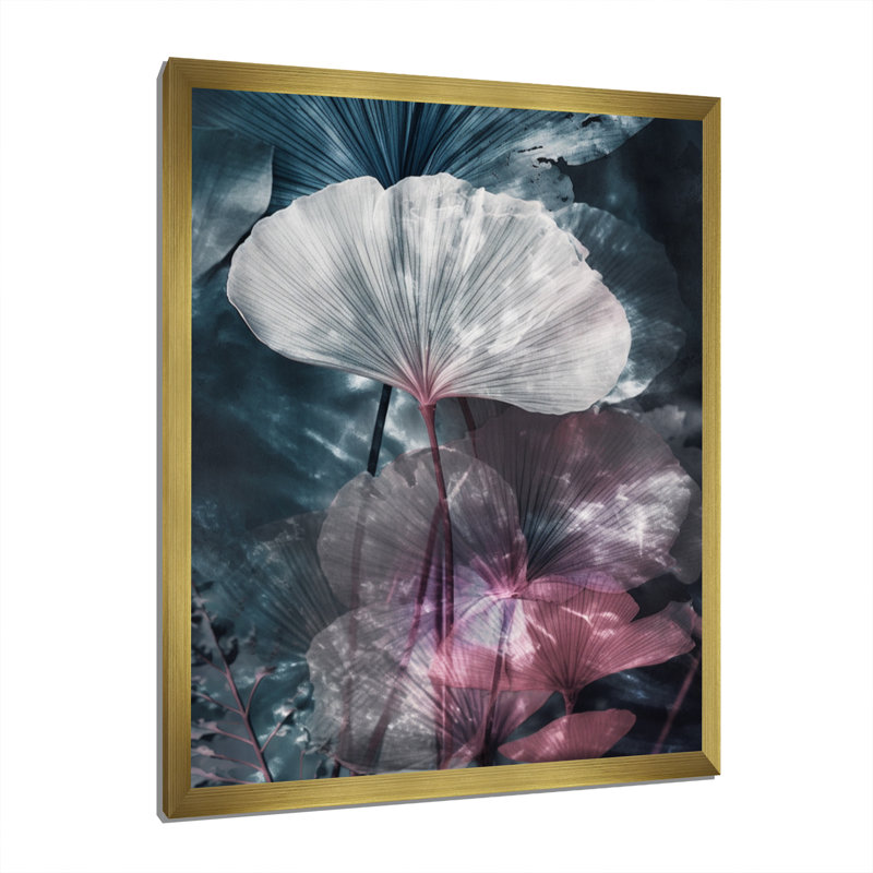 Feuilles de ginkgo tropical I - impression, H 40 po x l 30 po x P 1,5 po, Encadrement doré