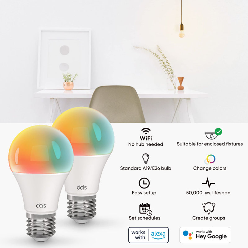9 Watt (65 Watt Equivalent) A19 LED Smart  Dimmable  Light Bulb Color Changing Tunable White E26/Medium (Standard) Base