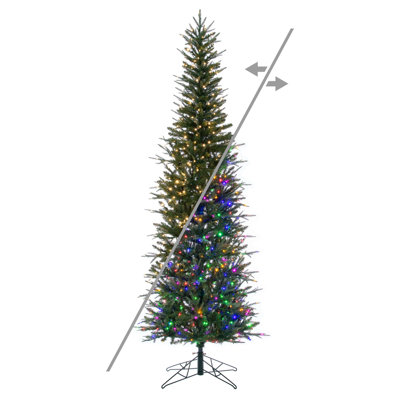 Tacoma Fraser Fir Pencil Artificial Pre-Lit Christmas Tree with 900 LED Color Changing 3mm Low Voltage 6 Function Wide Angle Coaxial Lights