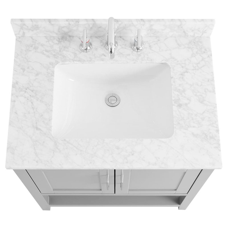 Sheraton 30" Freestanding Standard Single Bathroom Vanity with Top, Gray, Brushed Nickel