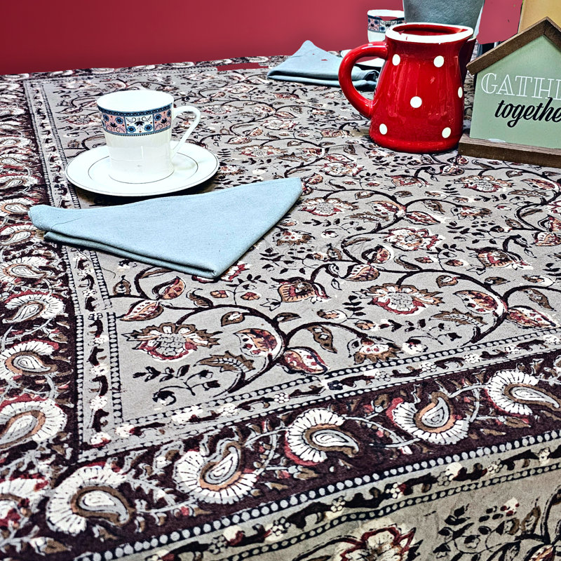 Grissom Cotton Dabu Block Print Tablecloth, 60" x 60", Square